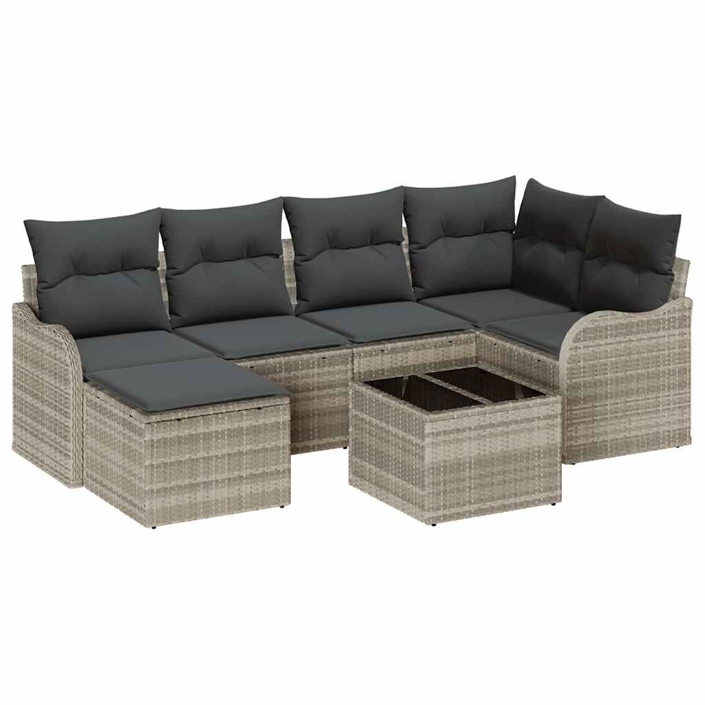 Set Divano da Giardino 7 pcs Grigio chiaro polyrattan | homemem39