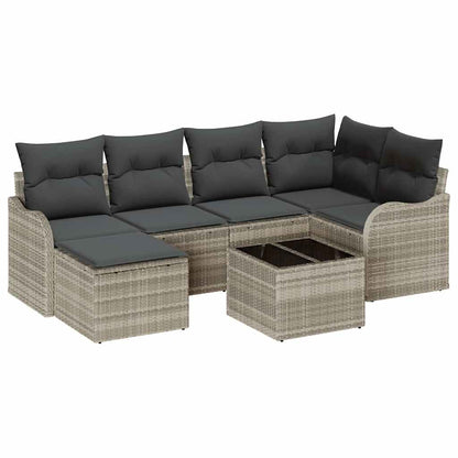 Set Divano da Giardino 7 pcs Grigio chiaro polyrattan | homemem39
