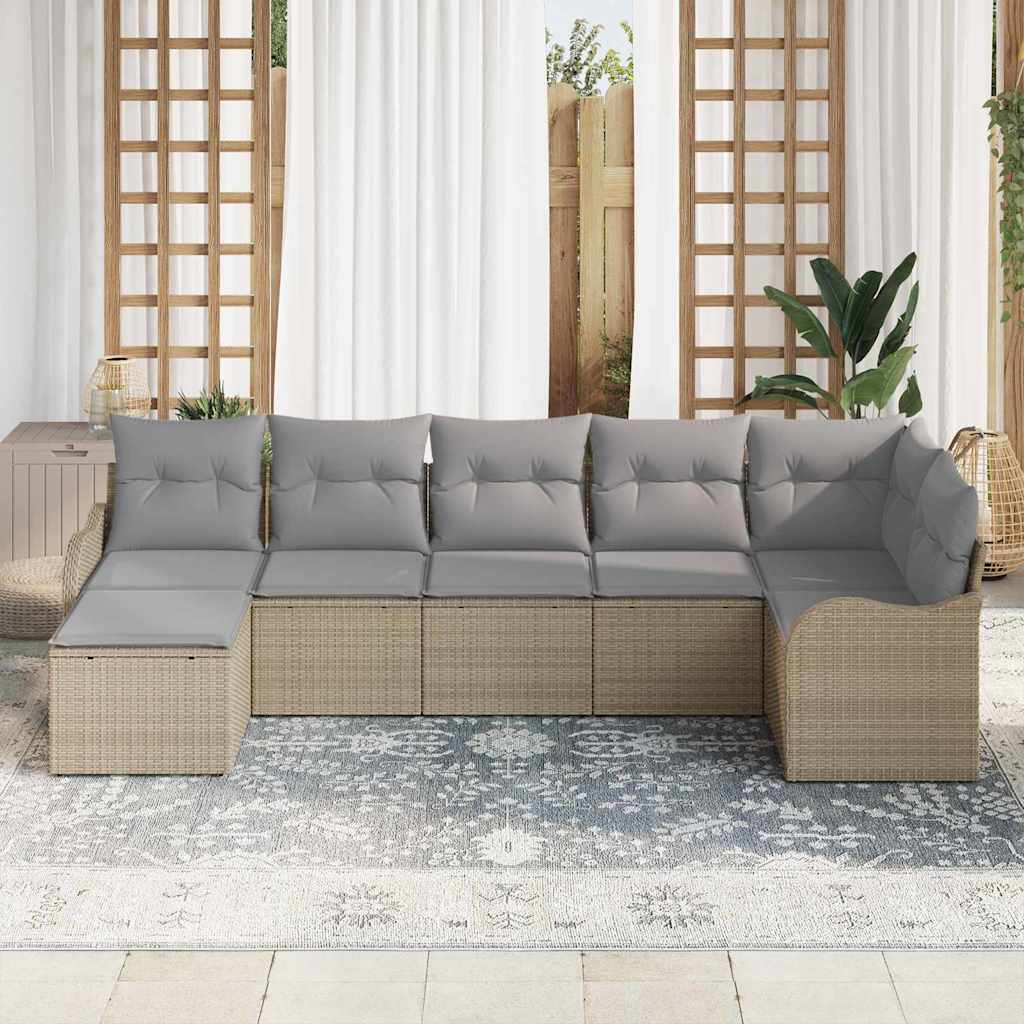 Set Divano da Giardino 7 pcs Beige polyrattan | homemem39