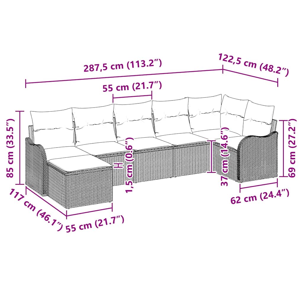 Set Divano da Giardino 7 pcs Beige polyrattan | homemem39