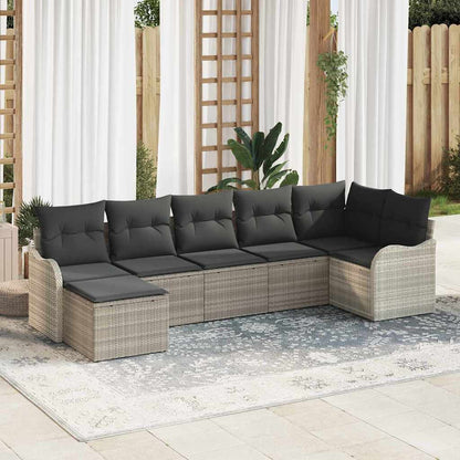 Set Divano da Giardino 7 pcs Grigio chiaro polyrattan | homemem39