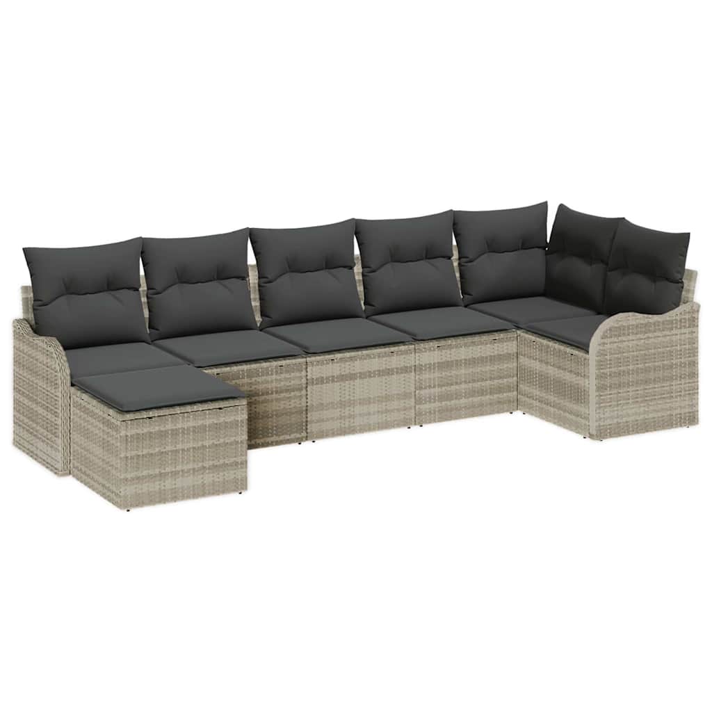Set Divano da Giardino 7 pcs Grigio chiaro polyrattan | homemem39