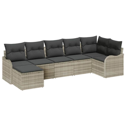 Set Divano da Giardino 7 pcs Grigio chiaro polyrattan | homemem39