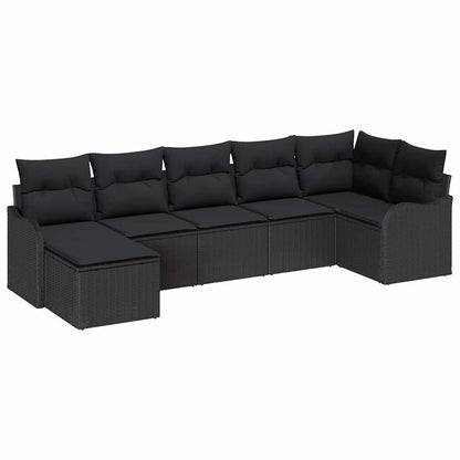 Set Divano da Giardino 7 pcs Nero polyrattan | homemem39