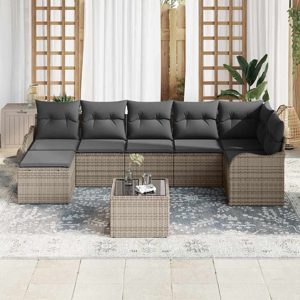 Set Divano da Giardino 8 pcs Grigio polyrattan | homemem39