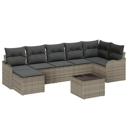 Set Divano da Giardino 8 pcs Grigio polyrattan | homemem39