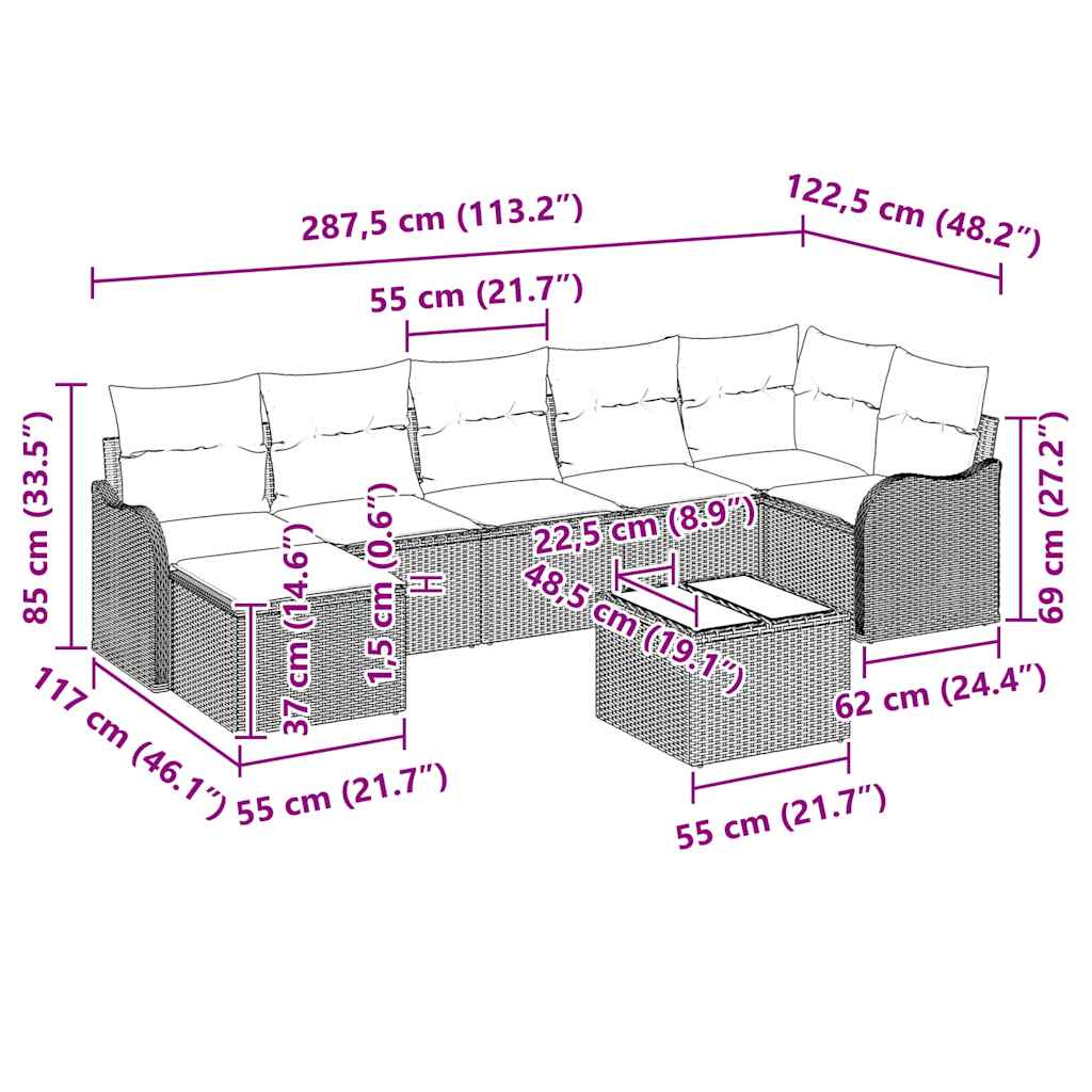 Set Divano da Giardino Nero polyrattan | homemem39