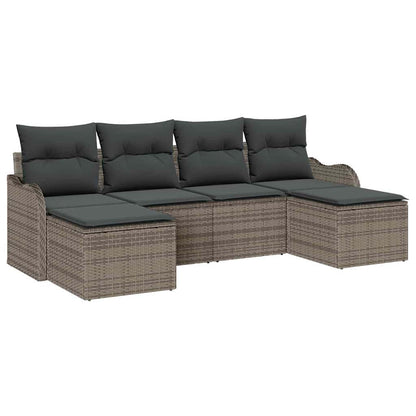 Set Divano da Giardino con cuscino 6 pcs Grigio Poly Rattan | homemem39