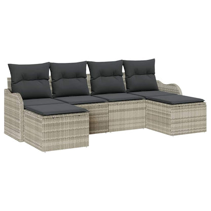 Set Divano da Giardino 6 pcs Grigio chiaro Poly Rattan | homemem39