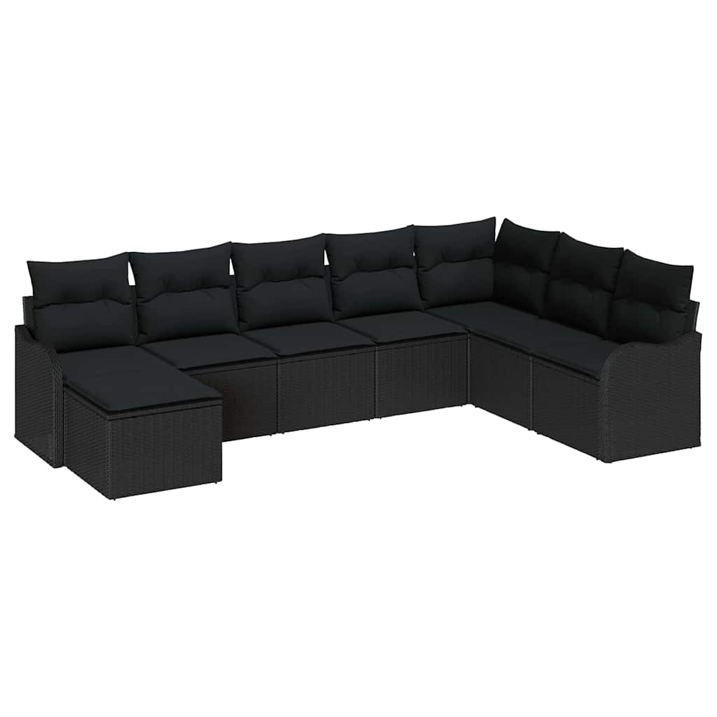 Set Divano da Giardino 8 pcs Nero polyrattan | homemem39