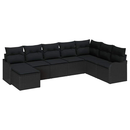 Set Divano da Giardino 8 pcs Nero polyrattan | homemem39