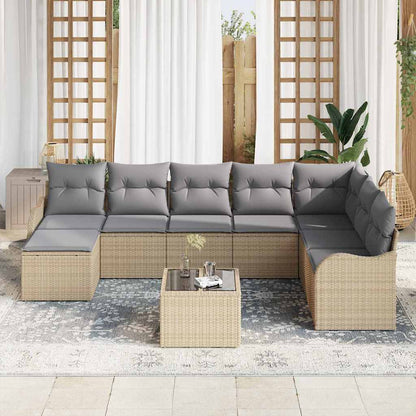 Set Divano da Giardino 9 pz Beige polyrattan | homemem39
