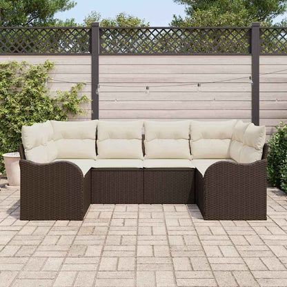 Set Divano da Giardino con cuscino 6 pcs Marrone Poly Rattan | homemem39