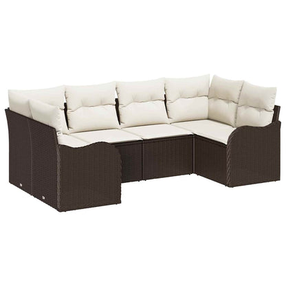 Set Divano da Giardino con cuscino 6 pcs Marrone Poly Rattan | homemem39