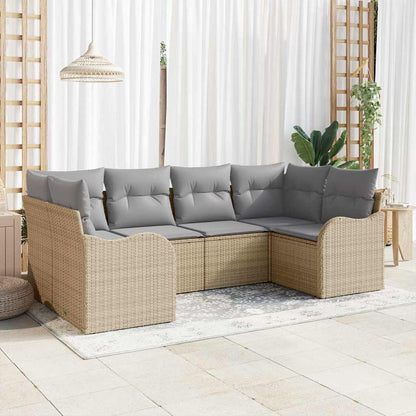 Set Divano da Giardino con cuscino 6 pcs Beige Poly Rattan | homemem39