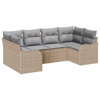 Set Divano da Giardino con cuscino 6 pcs Beige Poly Rattan | homemem39