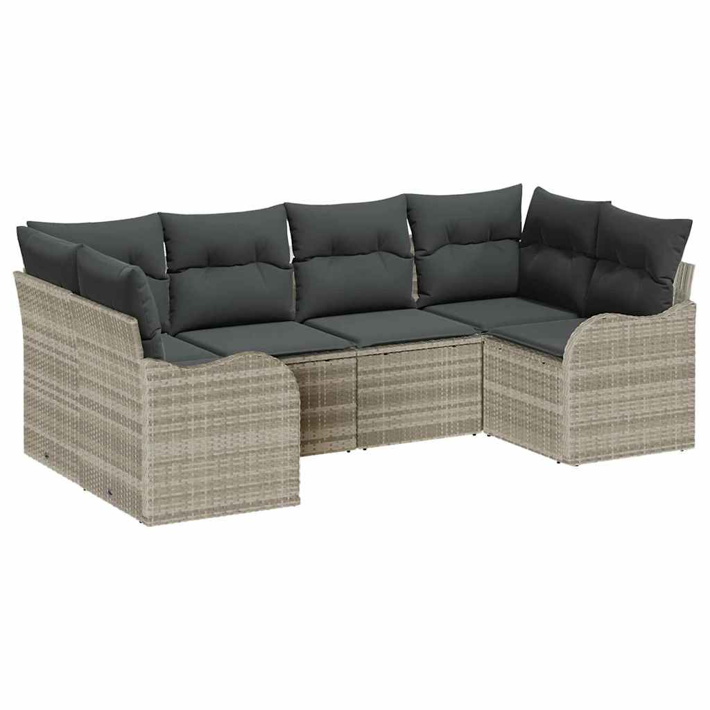 Set Divano da Giardino 6 pcs Grigio chiaro Poly Rattan | homemem39