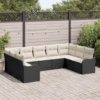 Set Divano da Giardino 9 pcs Nero polyrattan | homemem39