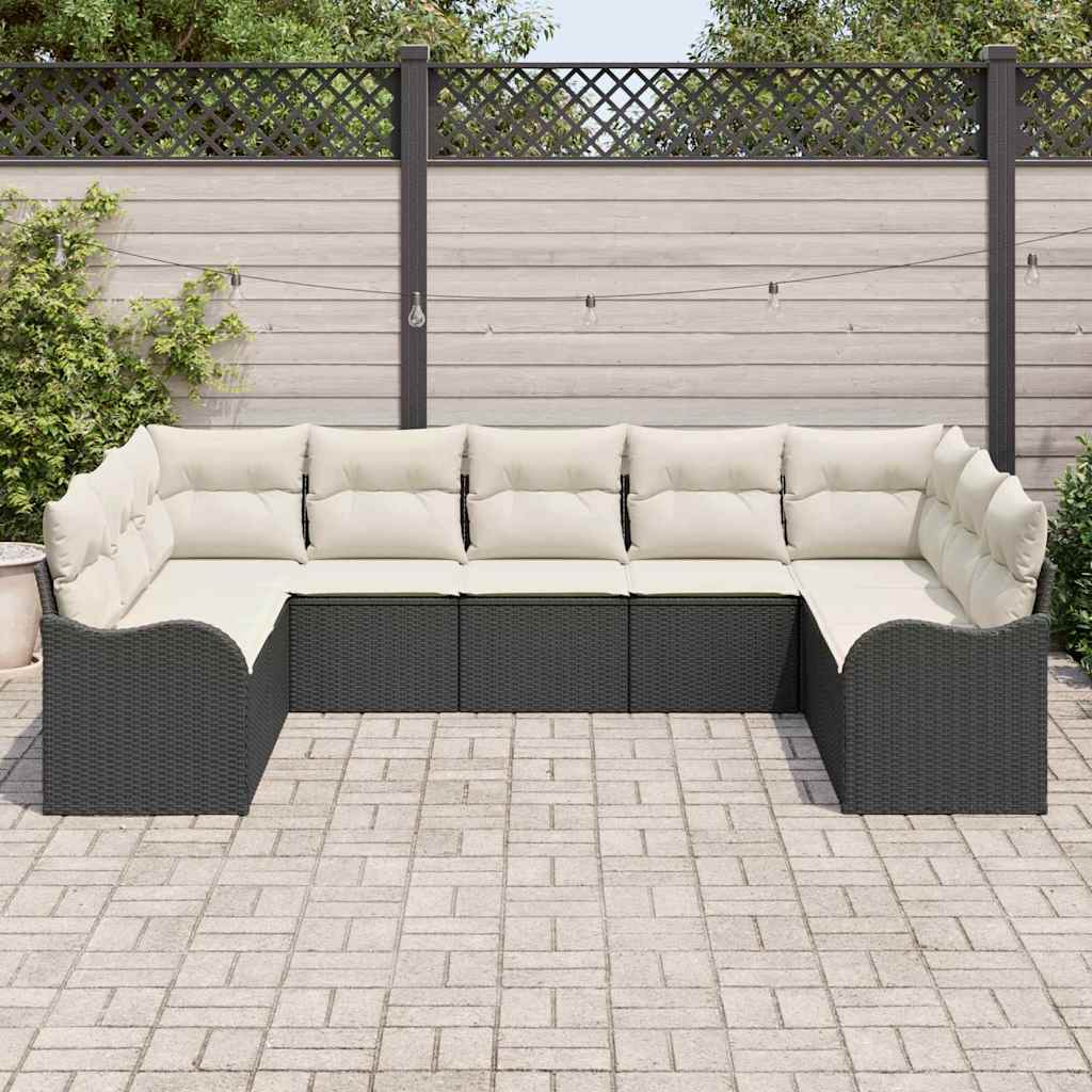 Set Divano da Giardino 9 pcs Nero polyrattan | homemem39