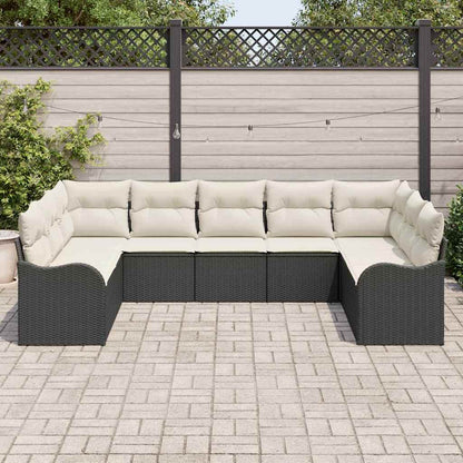 Set Divano da Giardino 9 pcs Nero polyrattan | homemem39