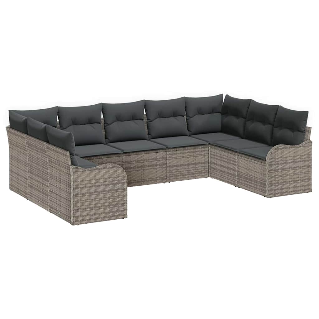Set Divano da Giardino 9 pcs Grigio polyrattan | homemem39