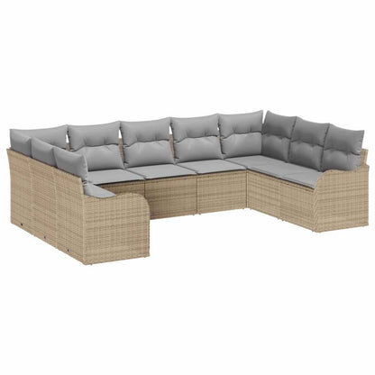 Set Divano da Giardino con cuscino 9 pcs Beige Poly Rattan | homemem39