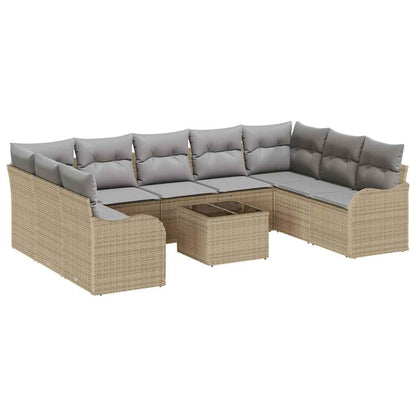 Set Divano da Giardino 10 pcs Beige polyrattan | homemem39