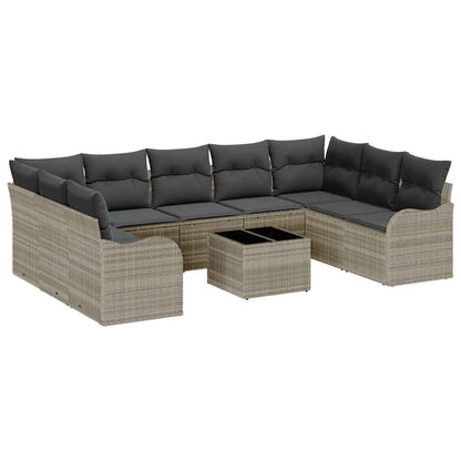 Set Divano da Giardino 10 pcs Grigio chiaro polyrattan | homemem39