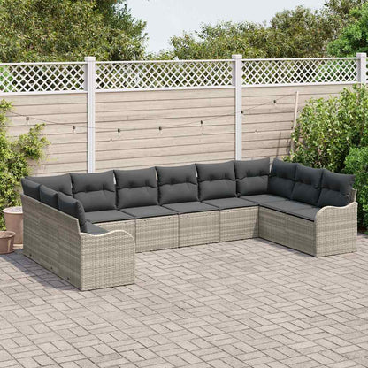 Set Divano da Giardino 10 pcs Grigio chiaro polyrattan | homemem39