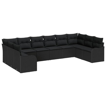Set Divano da Giardino 10 pcs Nero polyrattan | homemem39