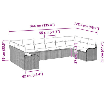 Set Divano da Giardino 10 pcs Nero polyrattan | homemem39