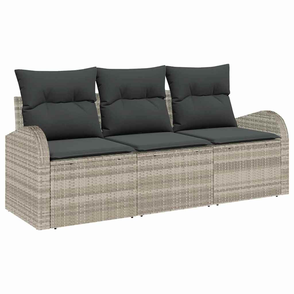 Set Divano da Giardino 3 pcs Grigio chiaro Poly Rattan | homemem39