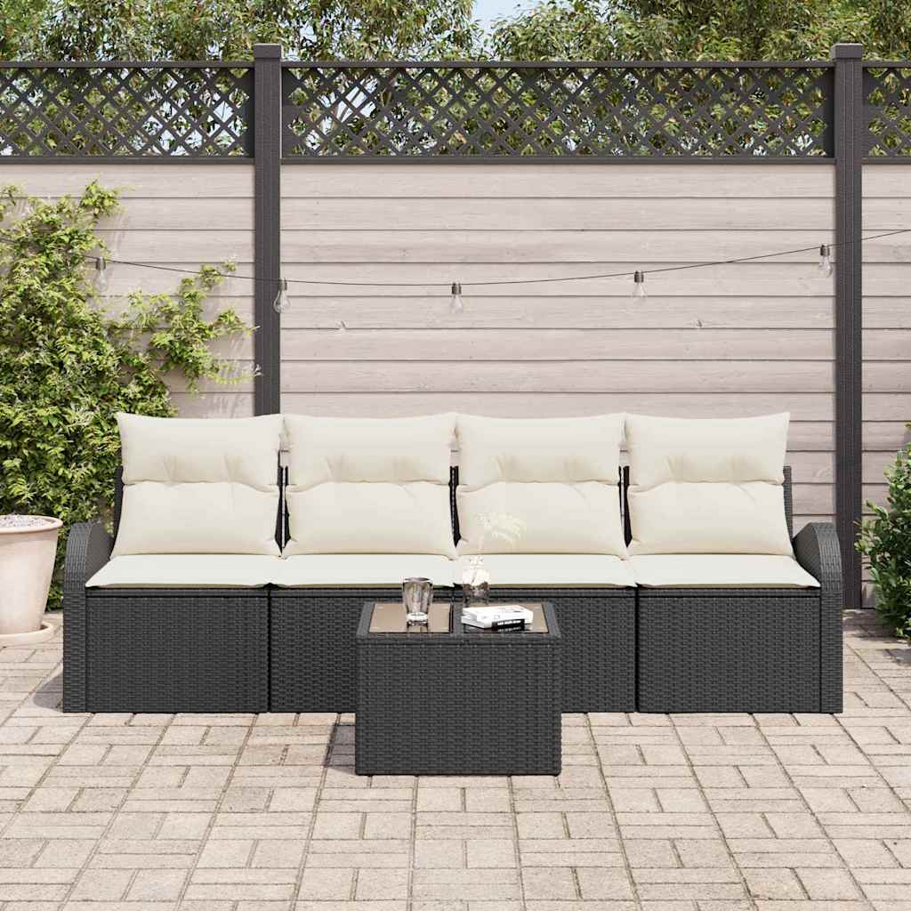 Set Divano da Giardino Nero 55 x 55 x 37 cm polyrattan | homemem39