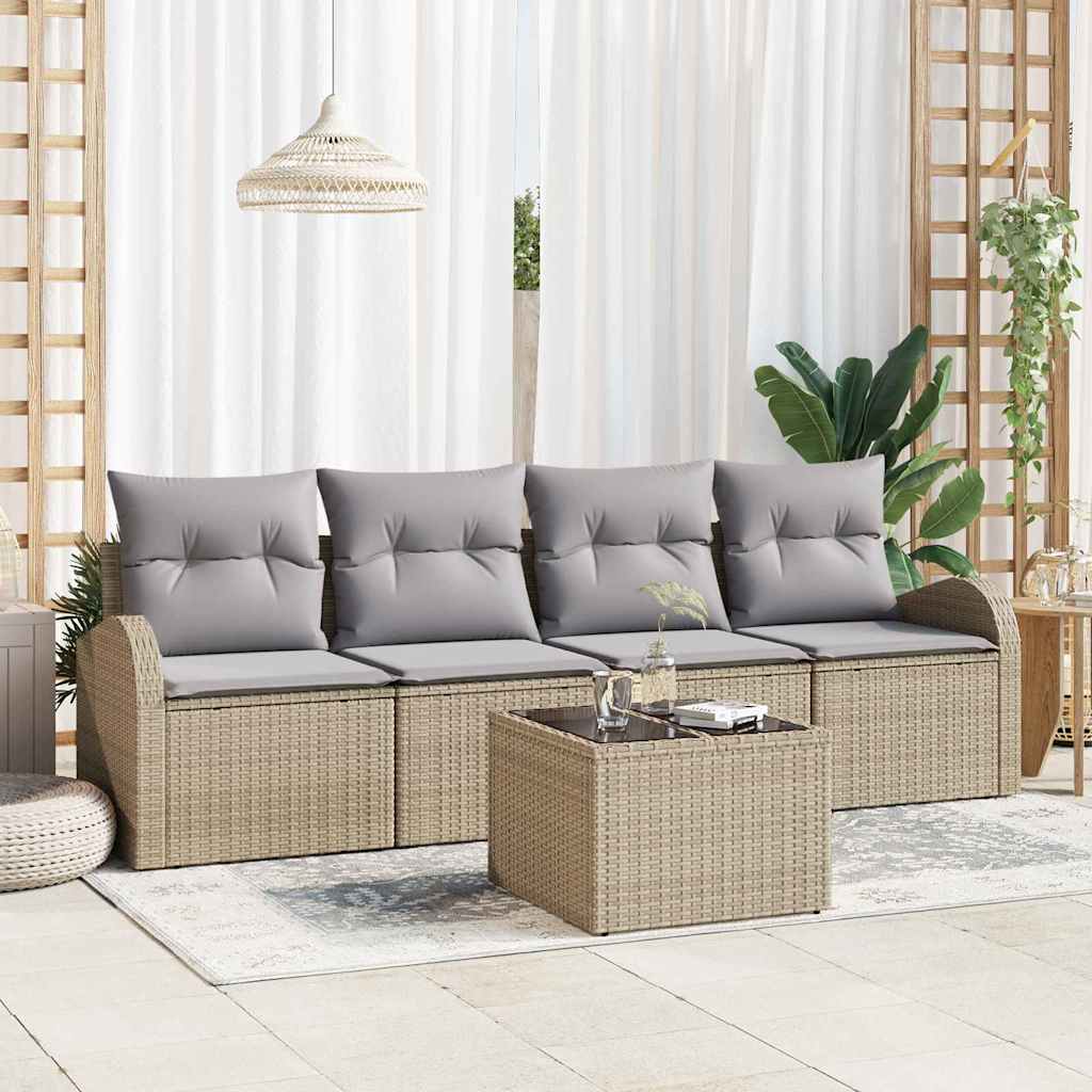 Set Divano da Giardino Beige 55 x 55 x 37 cm polyrattan | homemem39