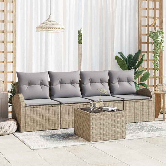 Set Divano da Giardino Beige 55 x 55 x 37 cm polyrattan