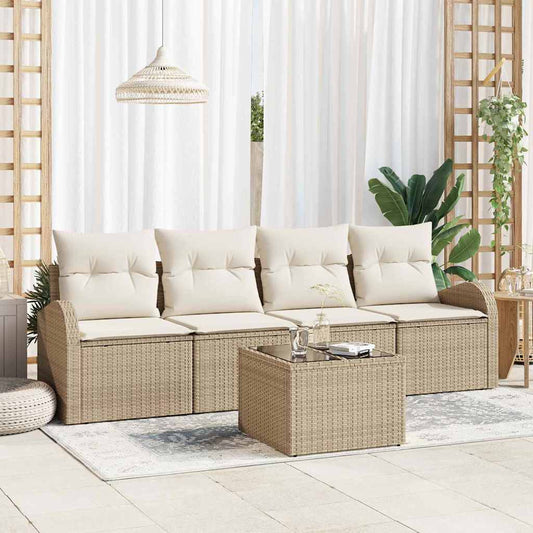 Set Divano da Giardino Beige 55 x 55 x 37 cm polyrattan