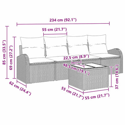 Set Divano da Giardino Grigio chiaro 55 x 55 x 37 cm polyrattan | homemem39