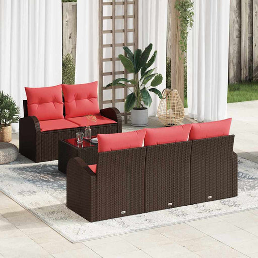 Set di divani con cuscino 6 pcs Marrone Poliestere