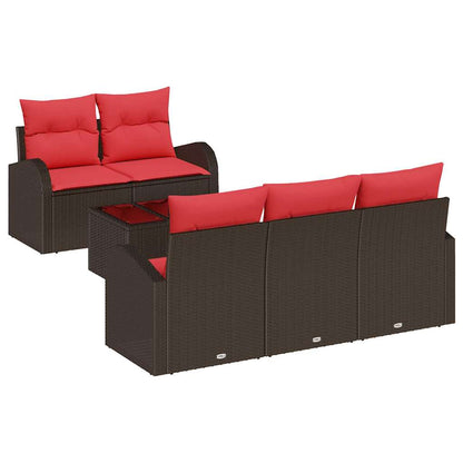 Set di divani con cuscino 6 pcs Marrone Poliestere | homemem39