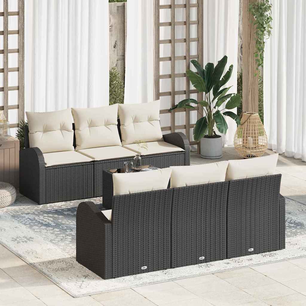 Set Divano da Giardino Nero 55 x 55 x 37 cm polyrattan - homemem39