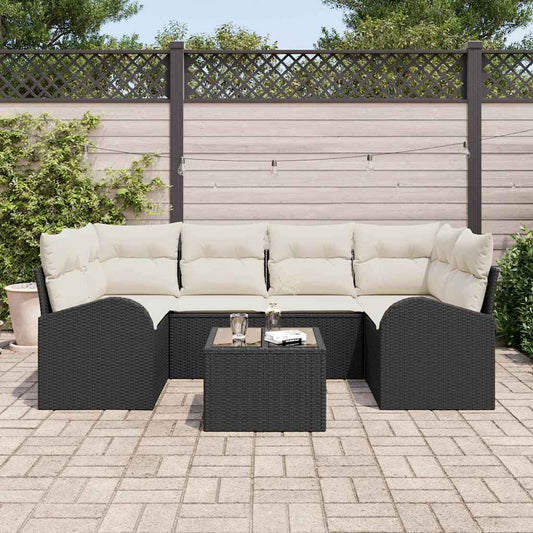 Set Divano da Giardino Nero 55 x 55 x 37 cm polyrattan