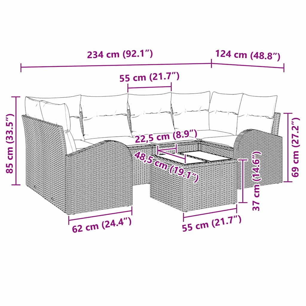 Set Divano da Giardino Grigio chiaro 55 x 55 x 37 cm polyrattan - homemem39