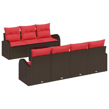 Set di divani 8 pcs Marrone e Rosso Poliestere | homemem39