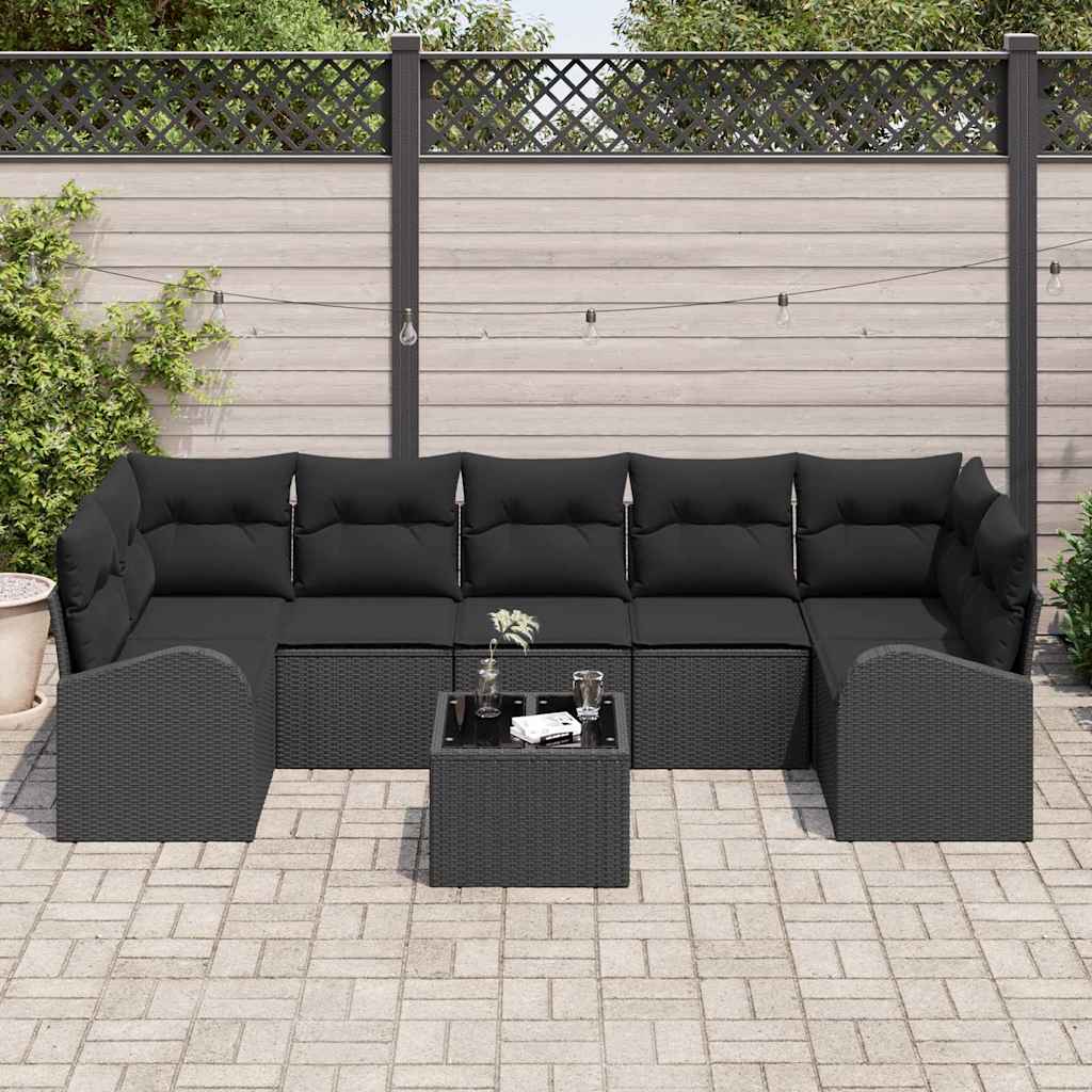 Set Divano da Giardino Nero 55 x 55 x 37 cm polyrattan | homemem39