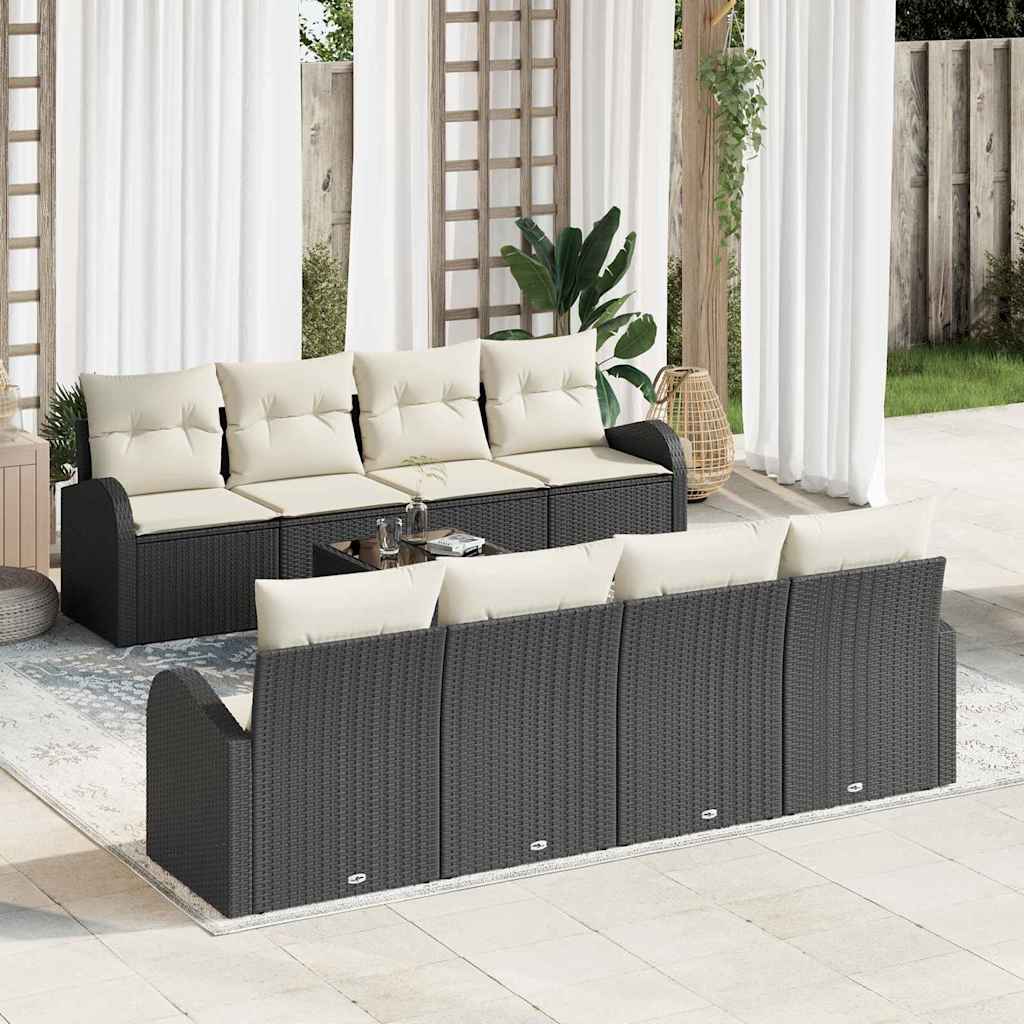 Set Divano da Giardino Nero 55 x 55 x 37 cm polyrattan | homemem39