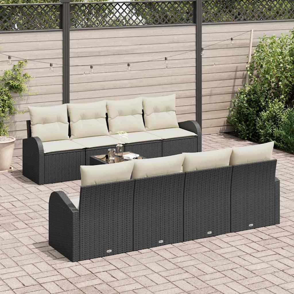 Set Divano da Giardino Nero 55 x 55 x 37 cm polyrattan | homemem39