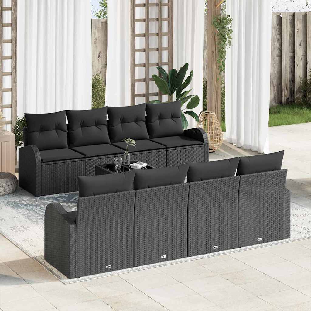 Set Divano da Giardino Nero 55 x 55 x 37 cm polyrattan | homemem39