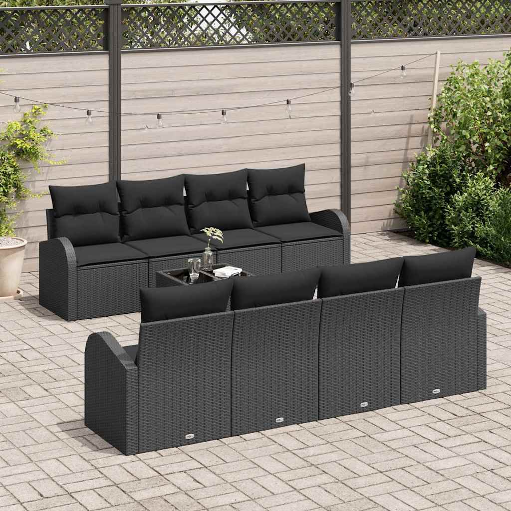Set Divano da Giardino Nero 55 x 55 x 37 cm polyrattan | homemem39