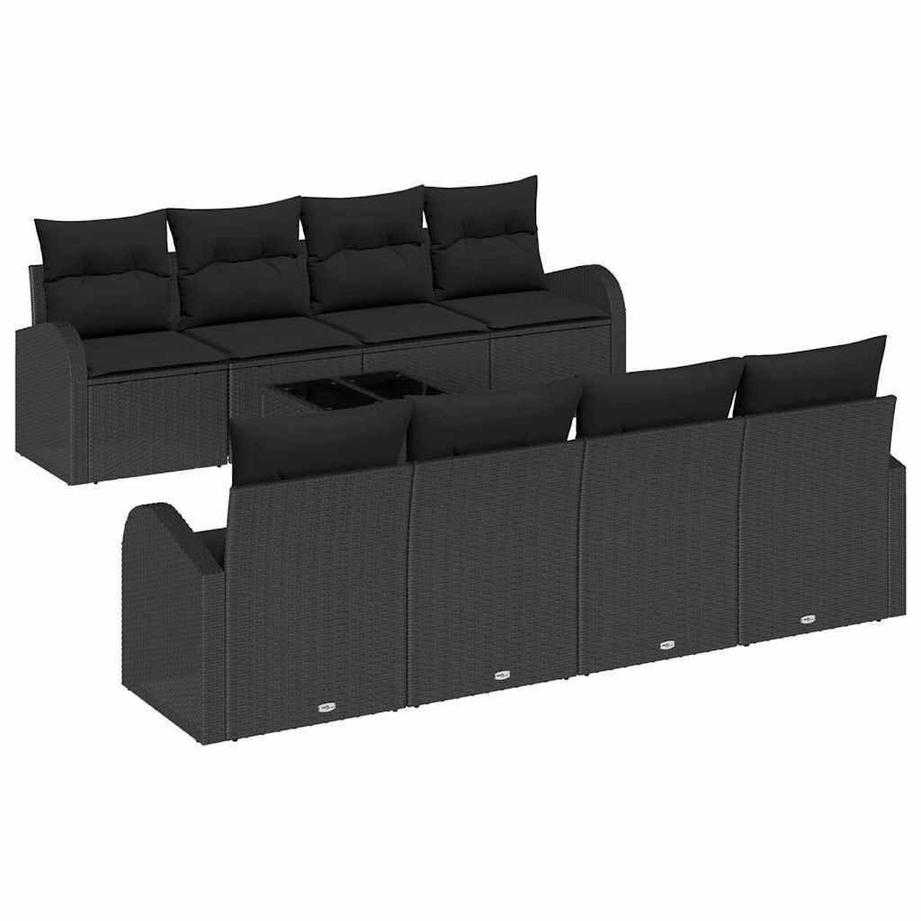 Set Divano da Giardino Nero 55 x 55 x 37 cm polyrattan | homemem39
