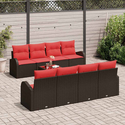 Set di divani 9 pcs Marrone e Rosso Poliestere | homemem39